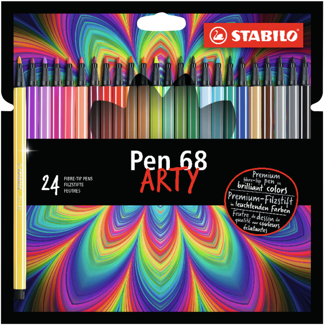 Viltstift STABILO Pen 68/24 Arty medium assorti etui à 24 stuk