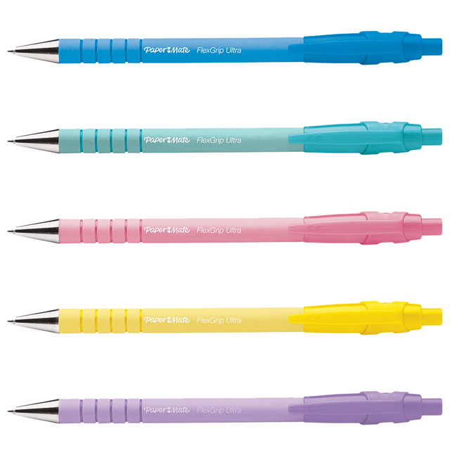 Balpen Paper Mate Flexgrip Ultra pastel medium assorti blister à 5st