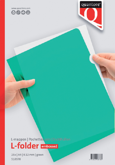 L-folder Quantore A4 PP 0.12mm embossed green 25 pieces