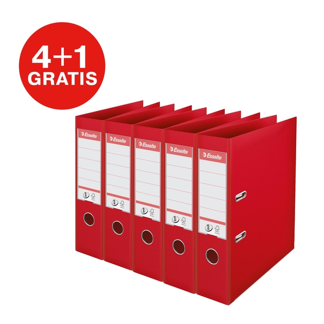 Lever Arch File Esselte No.1 VIVIDA 75mm PP A4 red 5 pieces