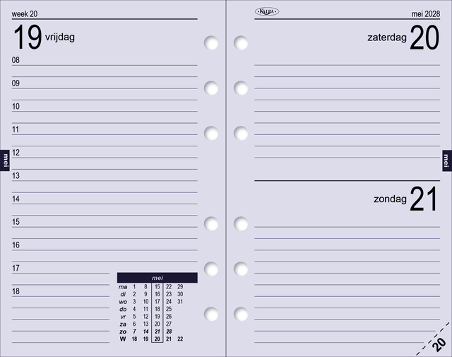 Agendavulling 2025 Kalpa Senior 1dag/1pagina