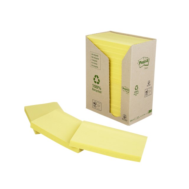 Memo pad Post-it 655 76x127mm recycled yellow 16x100 sheets