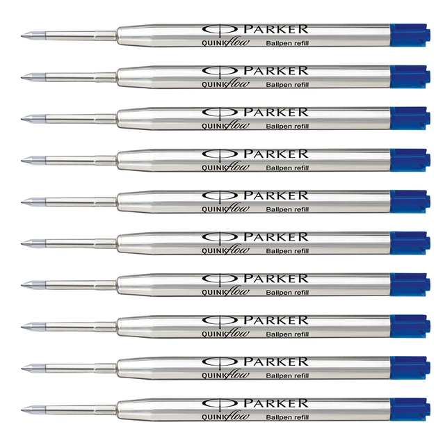 Balpenvulling Parker Quinkflow medium blauw blister à 10 stuk