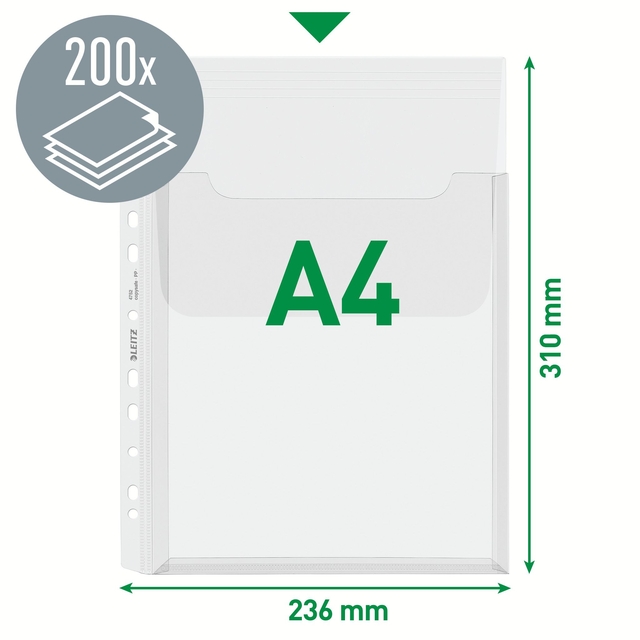 Harmonica showtas Leitz Premium met bovenklep copy safe PP A4  glashelder 5 stuks
