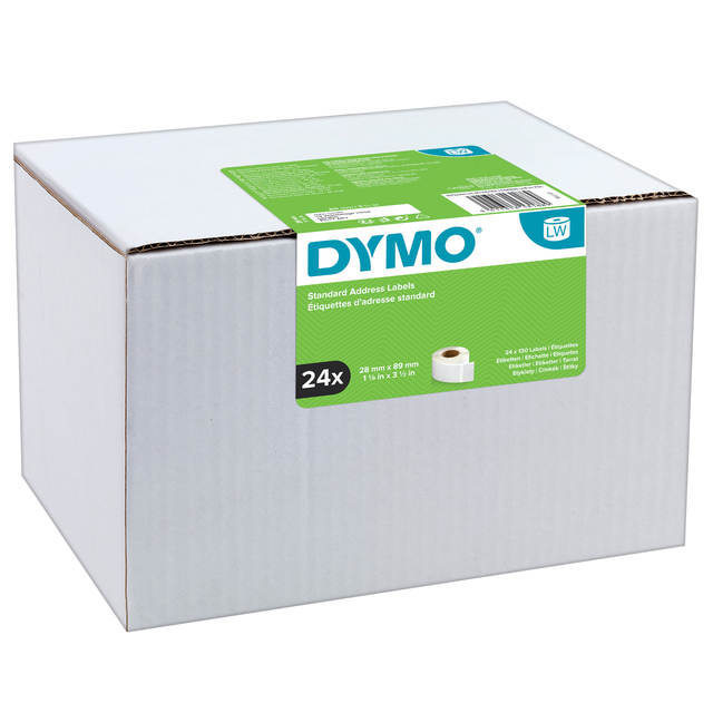 Etiket Dymo LabelWriter adressering 28x89mm 24 rollen á 130 stuks wi