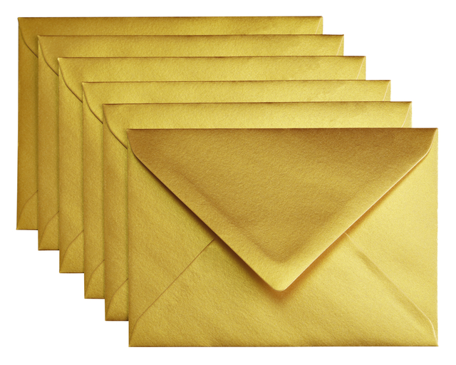 Envelop Papicolor C6 114x162mm metallic goud pak à 6 stuk