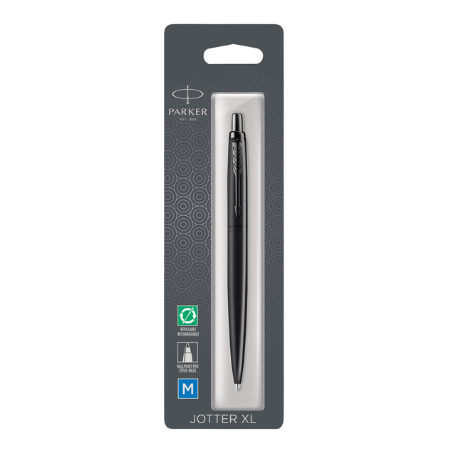 Balpen Parker Jotter XL Monochrome black medium blister à 1 stu