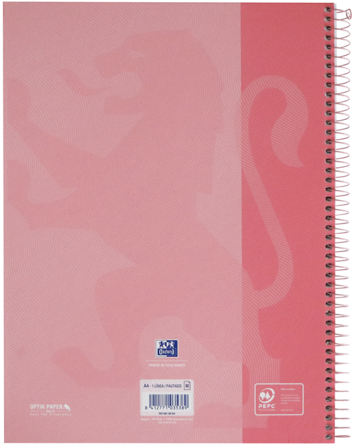 Notitieboek Oxford Touch Europeanbook A4+ 4-gaats lijn 160 pagina's pastel roze