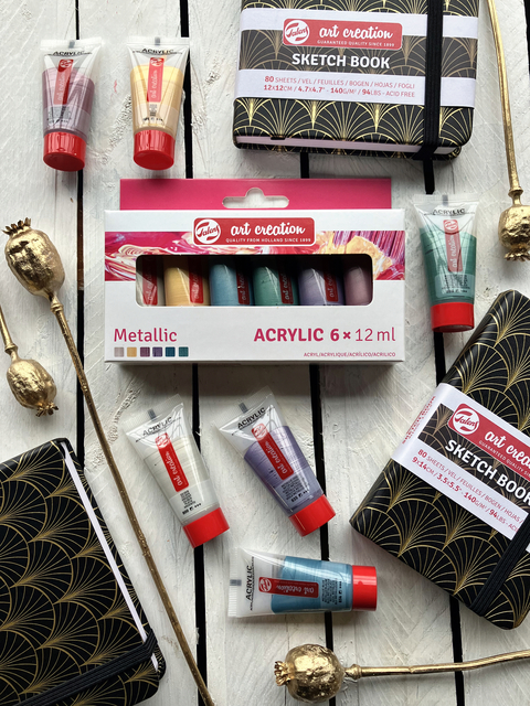 Acrylverf Talens Art Creation Metallic 12ml set à 6 kleuren