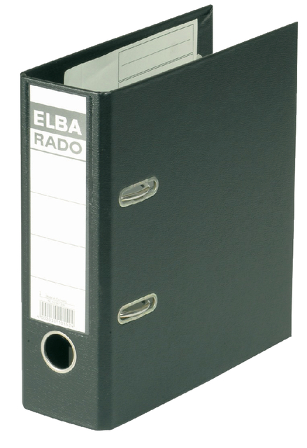 ELBA Lever Arch File "rado plast" A5 SP75mm, exchangeable spine label, Black