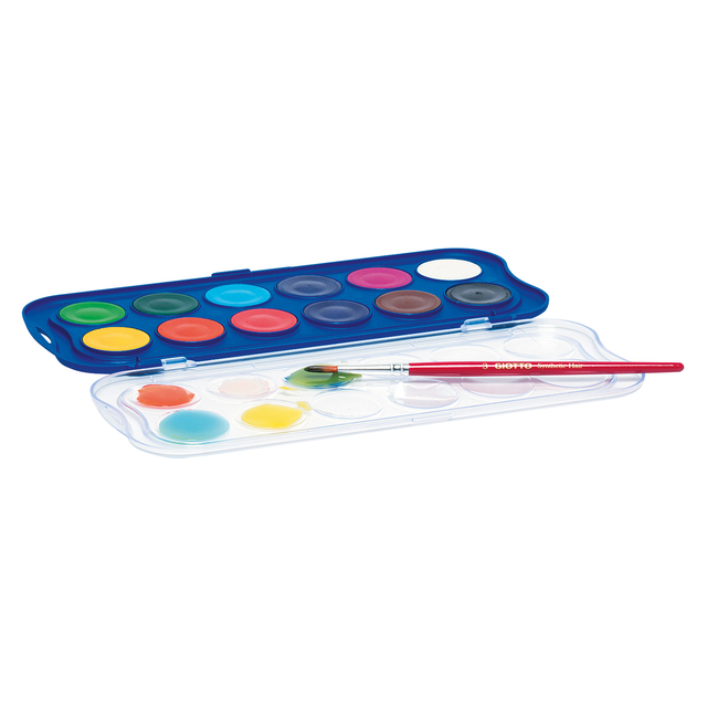Gouache Giotto 30mm doos à 12 kleuren met pensee