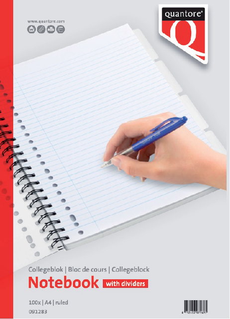 Notebook Quantore A4 23-hole 4 tabs line 100 sheets