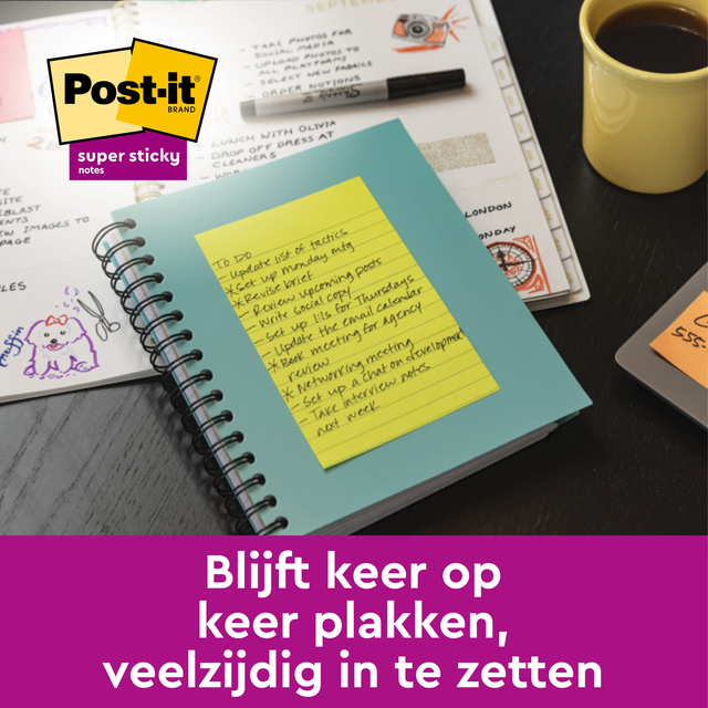 Memo pad Post-it 662 102x152mm squared yellow