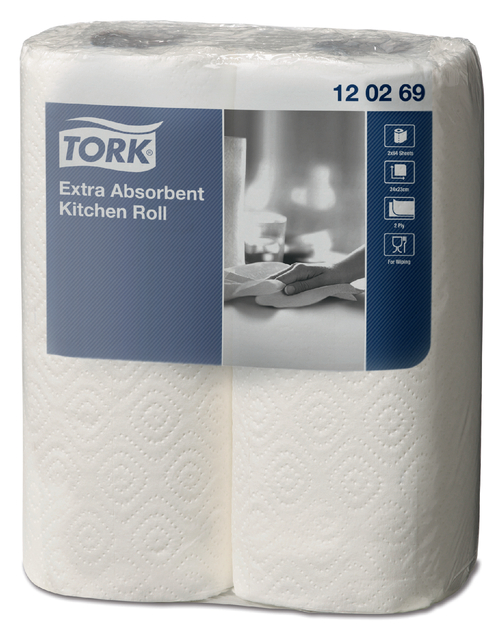 Kitchen roll Tork extra absorbent paper 2-ply 2 rolls white 120269
