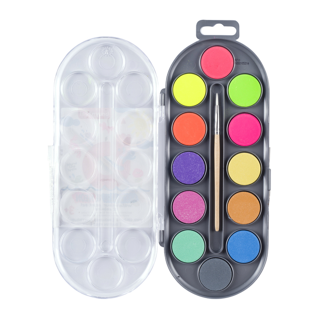 Waterverf Bruynzeel inclusief penseel set á 12 metallic- en neonkleure
