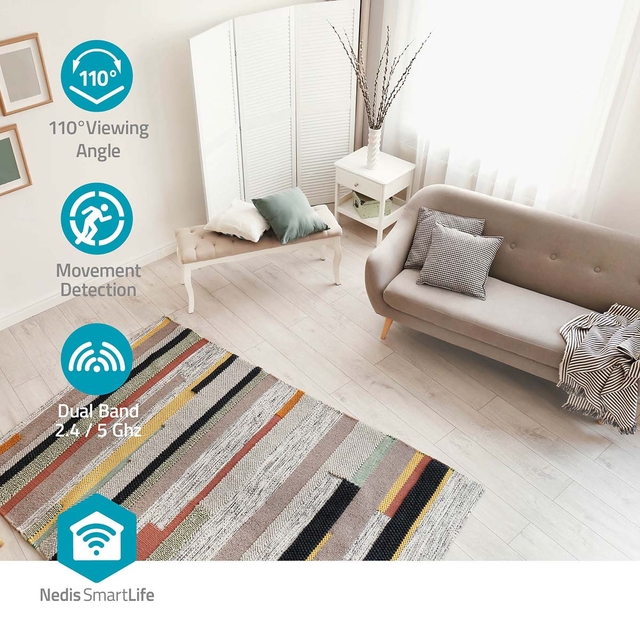 Beveiligingscamera Nedis Smartlife Wifi indoor 3MP Full HD 1296p wit
