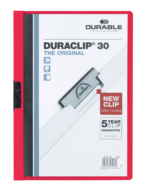 Durable DuraclipFldr 3mm Red Pk25 220003