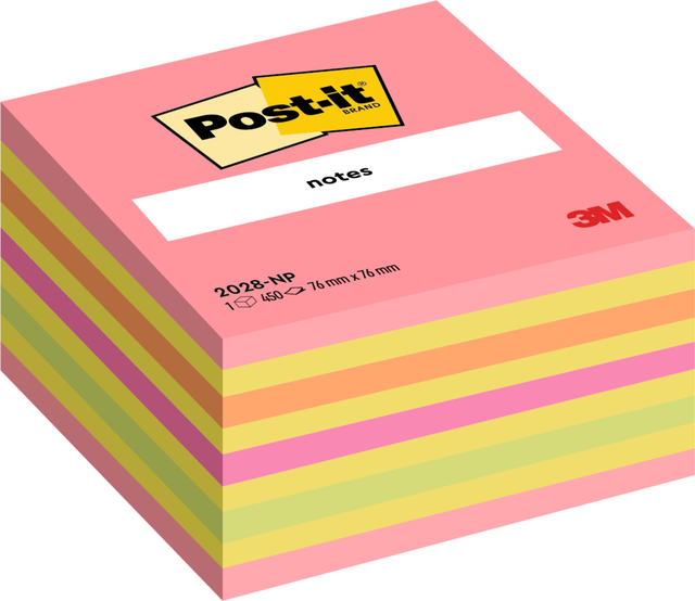 Memo pad Post-it 2028 76x76mm cube neon colors