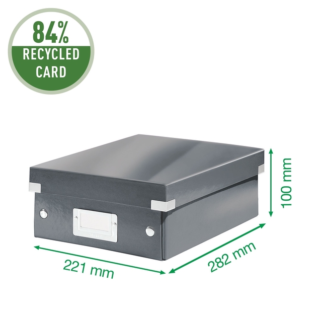 Sorteerbox Leitz WOW Click & Store 220x100x282mm gerecycled karton zwart