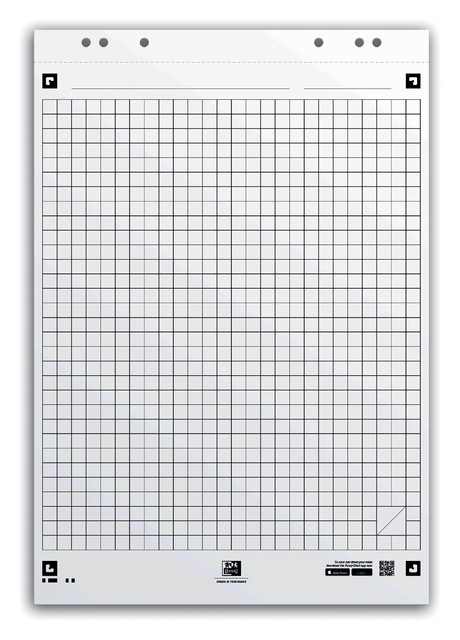 OXFORD Smart Charts 65x98cm Flipchart Refill Pad with Paper Cover Sheet Head-Glued 25mm Squares 20 Sheets SCRIBZEE® Compatibl