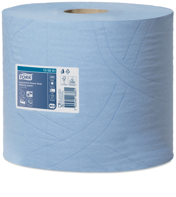 Poetspapier Tork W2 Heavy-Duty Industrial Premium 3-laags 350 vel blauw 130081