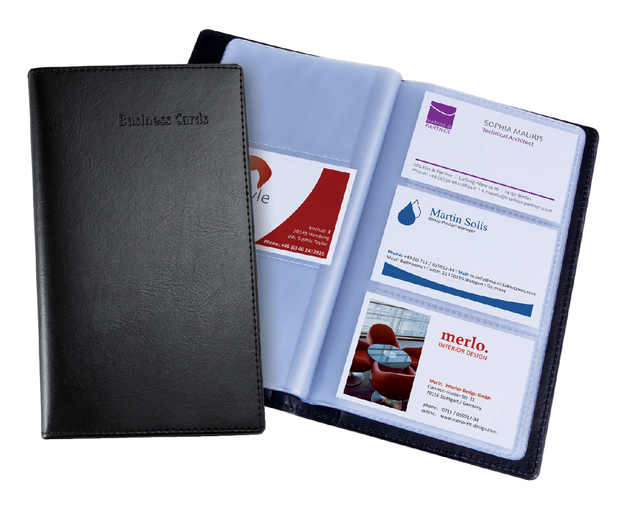 Business card album Sigel leatherlook black for 120 cards