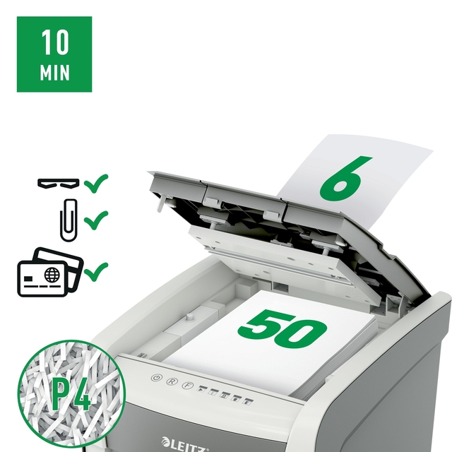 Papiervernietiger Leitz IQ Auto+ Small Office 50X P4 snippers 4x28mm