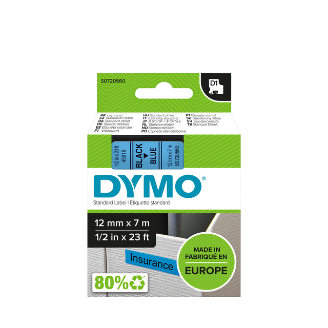 Dymo 4500 Tape Bk/BL 45016/S0720560