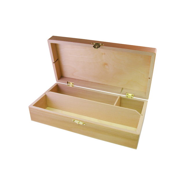 Tekendoos 25x12.5x6.5cm 3 vakken beukenhout