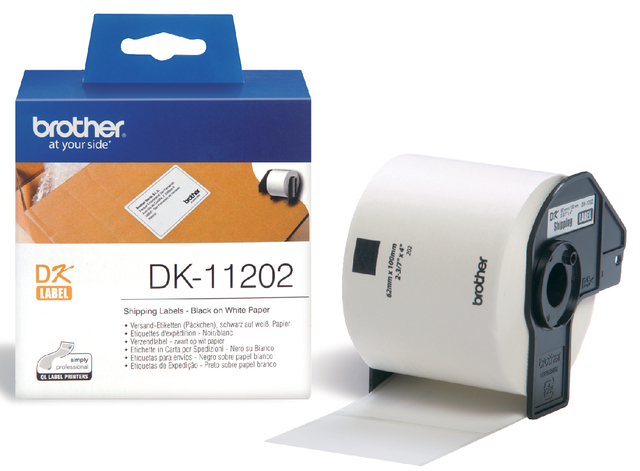 Etiket Brother DK-11202 verzendlabel 62x100mm 1 rol á 300 stuks wi