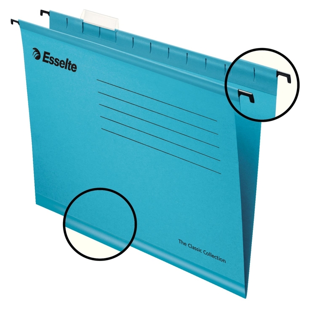 Reinforced Suspension File Esselte Classic folio V-bottom blue