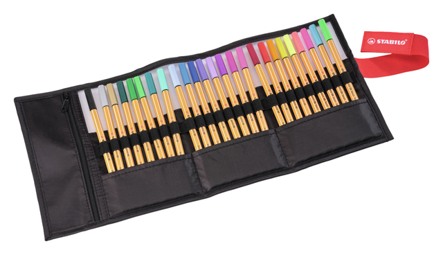 Fineliner STABILO point 88/25 Arty rollerset zwart fijn assorti etui à 25 stuk