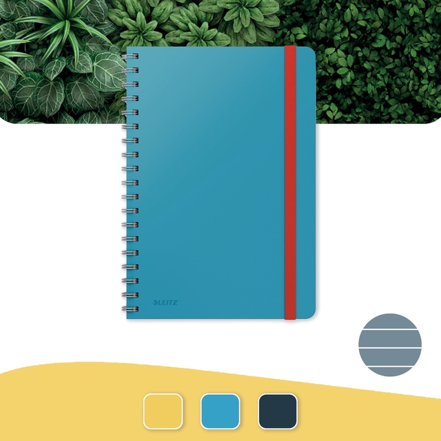 Notitieboek Leitz Cosy B5 160blz 100gr spiraal lijn blauw