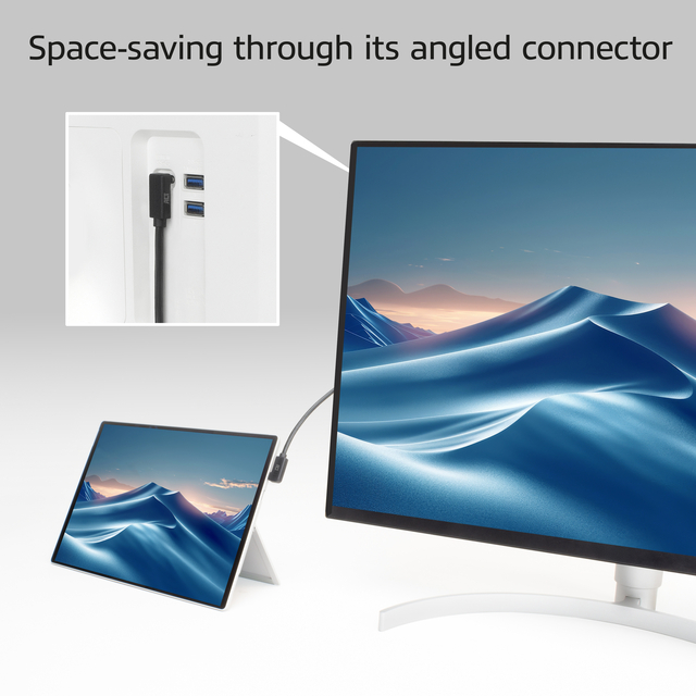 Kabel ACT USB-C hoek links/rechts USB-C hoek boven/beneden 10Gbps 1m