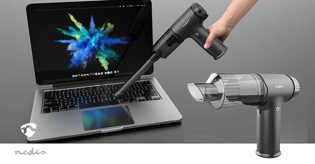 Handstofzuiger / luchtblazer Nedis 90W oplaadbaar zwart