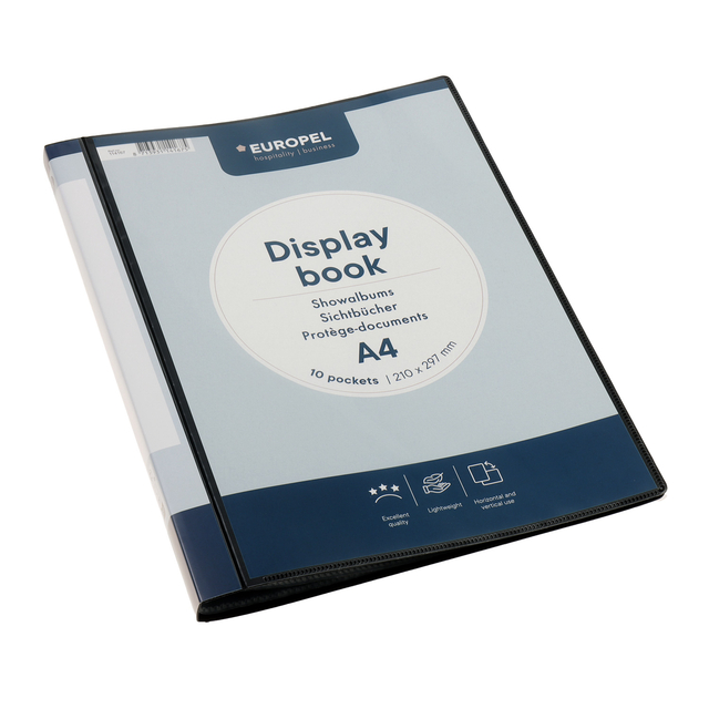 Frontview display book OPUS 2 10 Pockets, black