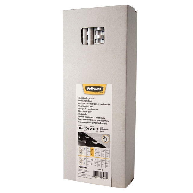 Fellowes Binding Spines 10mm White Pk100