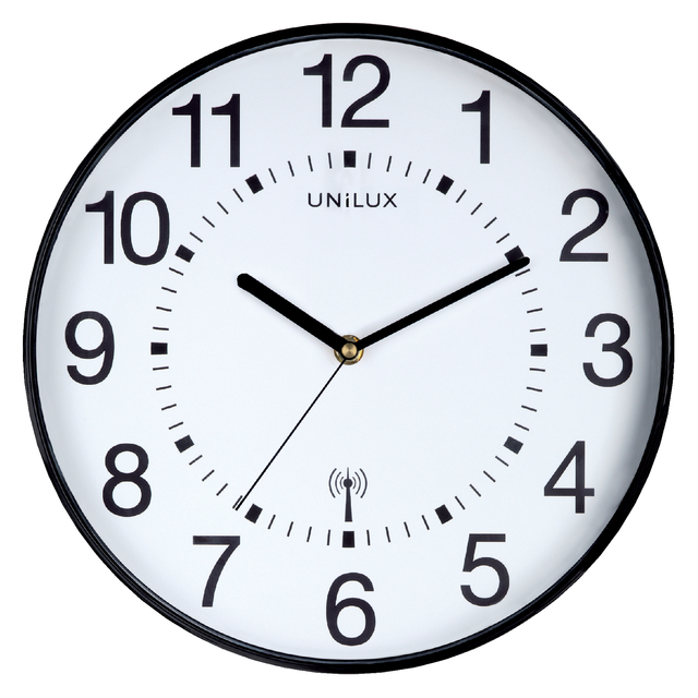 Wall clock Unilux Wave radio controlled Ø 30cm black/whit