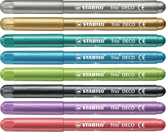 Viltstift STABILO Trio deco metallic assorti etui à 8 stuks
