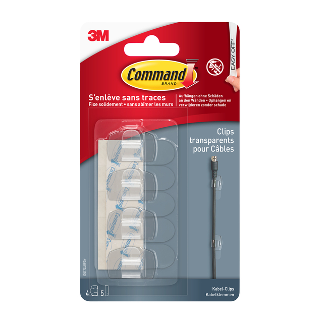 Cable clamp Command round incl. mounting strips transparent 4 pieces