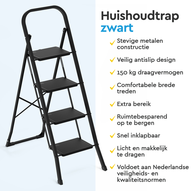 Huishoudtrap BRASQ 4 treden SLM400 zwart