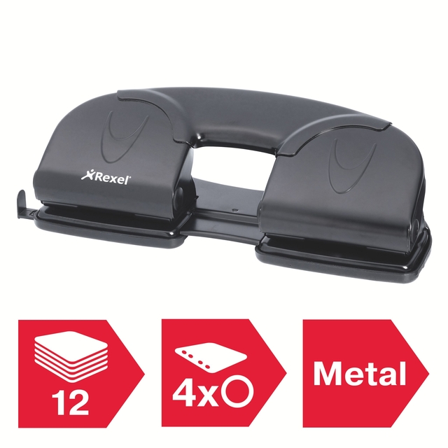 Four Hole Punch Rexel V412 12 sheet black