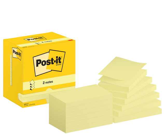 Memo pad Post-it Z-Note R350 76x127mm yellow 12 pieces