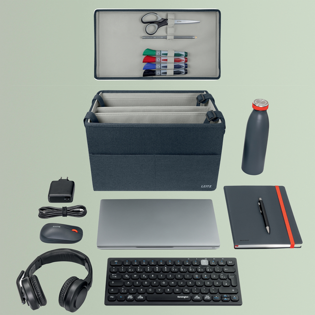 Opbergtas Leitz gestofferd met deksel compact grijs