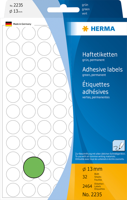 Multi-purpose labels ø 13mm green 2464 pcs