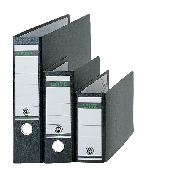 Lever arch file Leitz without slots and edge protectors 77mm cardboard A5 straight black