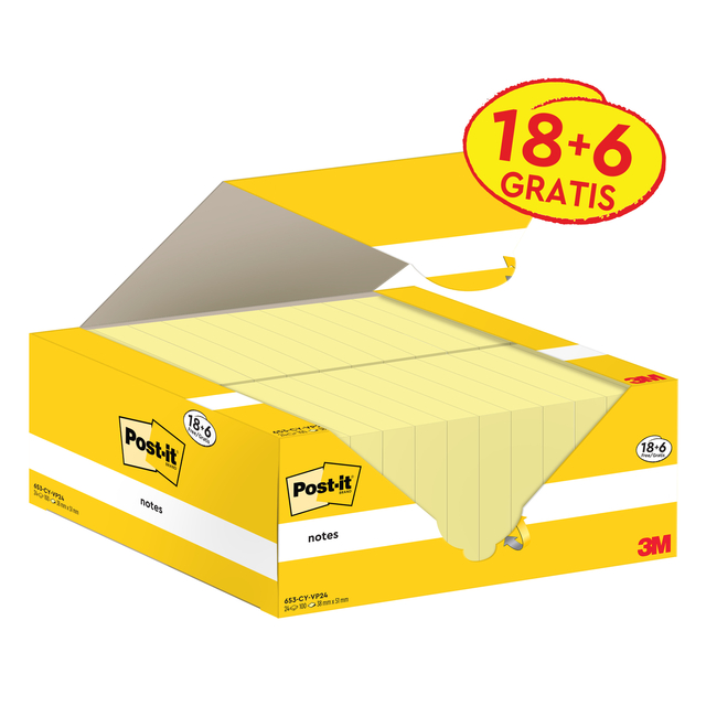 Memo pad 3M Post-it 653-CY 38mmx51mm yellow value pack