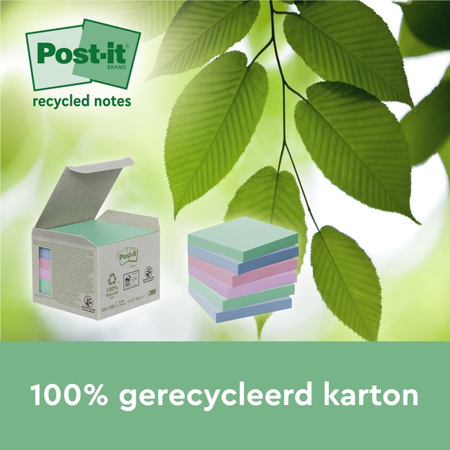 Memoblok 3M Post-it 654 RSSCOL 76x76mm assorti kleur 3+1 gratis