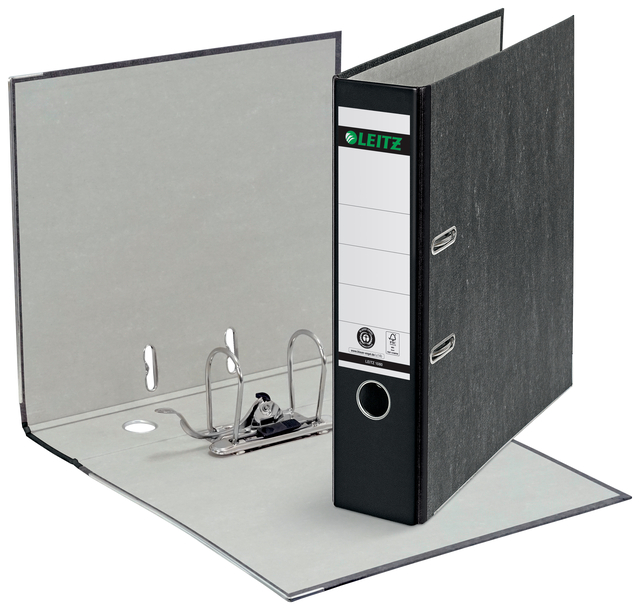 Ordner Leitz 1080 klassiek gewolkt 180° 80mm karton A4 zwart
