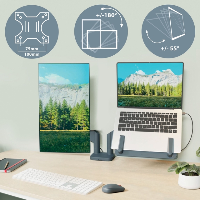 Monitor and Laptop Arm Leitz Ergo Space-saving Double